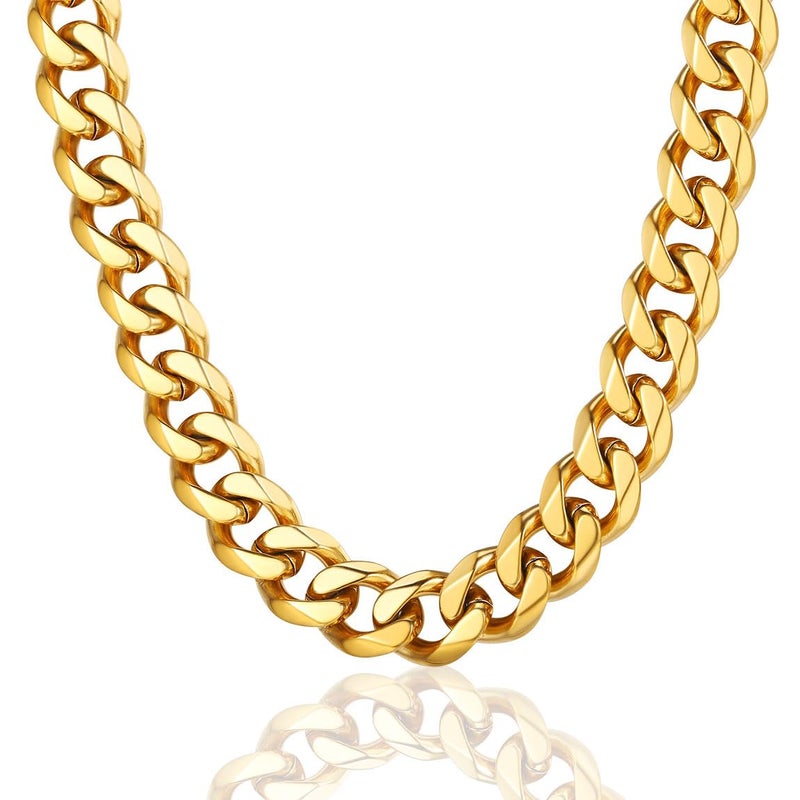 ChainsPro 18K Yellow Gold Filled Fashion Miami Link Chain 12mm 18inch Huge Necklace Golden - Image 1